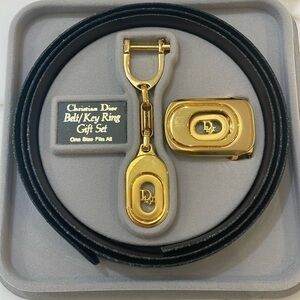 ⭐️Christian Dior Belt, Buckle and Key Chain—Gorgeous!! Black/Brown OS—New in Box